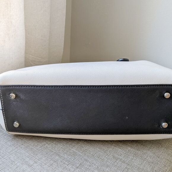 Kate Spade Felix Satchel Leather Bag Cream Black - Picture 5 of 16